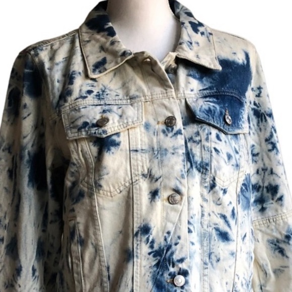 Free People Jones Tie Dye Jean Jacket Large NWT - Picture 3 of 14